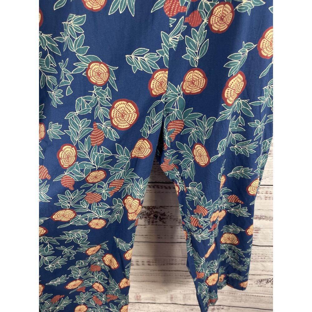 Meyer's Jumpsuit Womens Medium Blue Citrus Floral Print Long Sleeve Pockets Boho - Picture 3 of 12
